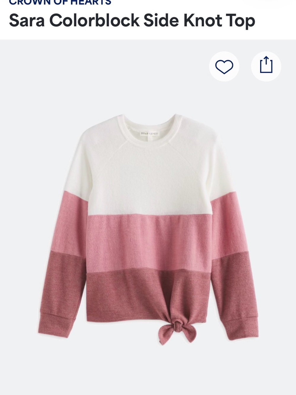 Sara Colorblock Side Knot Sweater - White & Pink